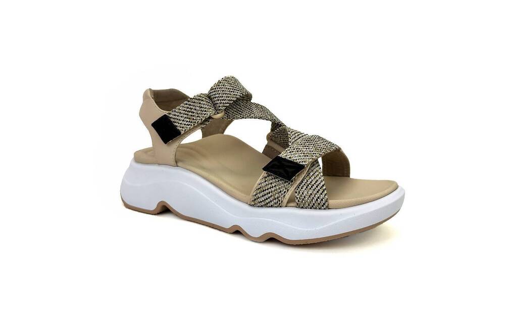 NEW AETREX women's marz adjustable cross strap sandals in beige